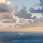 sea, ferry, ship, smoke, clouds, dawn, crete, greece, island, october, mediterranean, water, nature, sky, ocean, sky, sky, sky, sky, sky